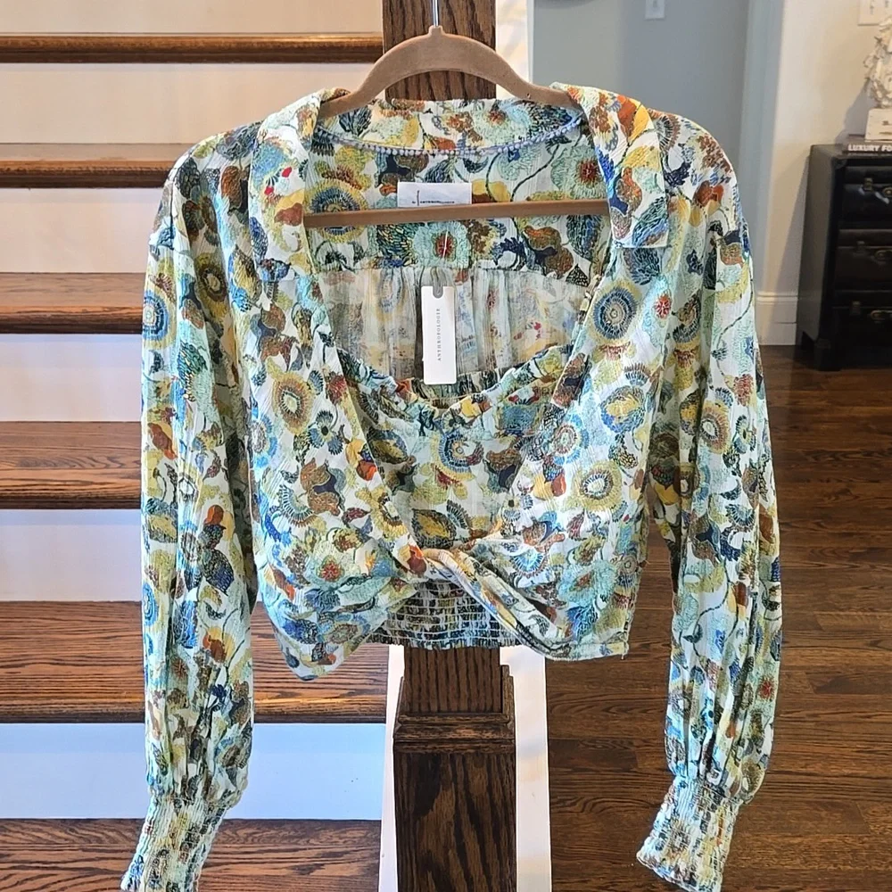 Anthropologie 2 Piece Floral Blouse Set